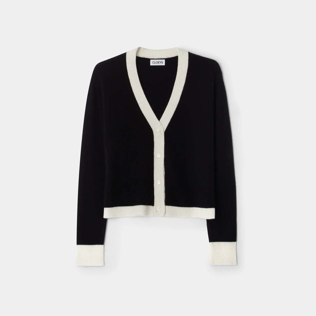 Colourblock Cardigan Black & White