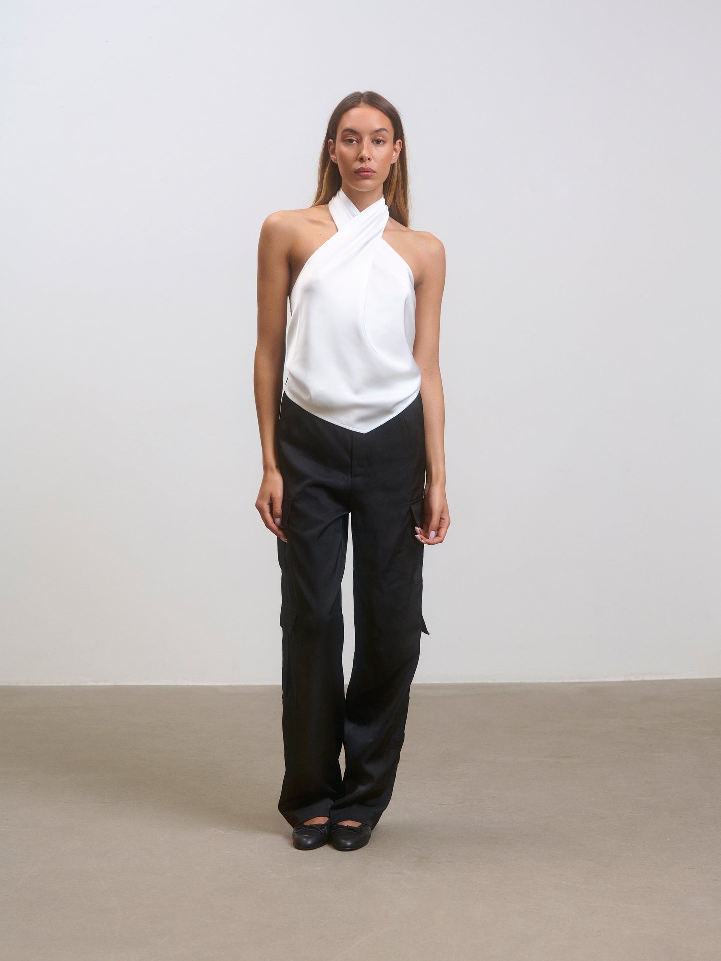 Satin Halterneck Top Black