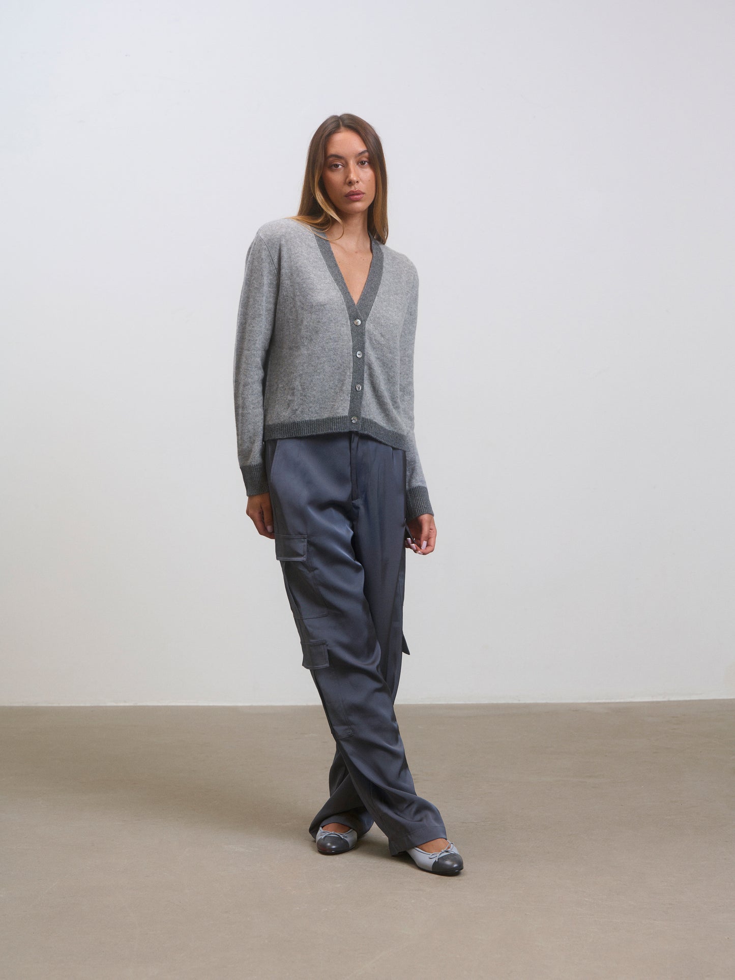 Colourblock Cardigan Grey & Grey