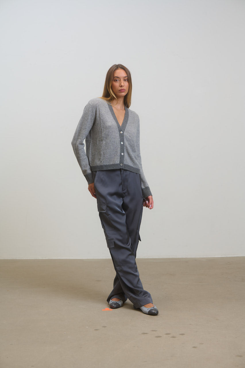 Colourblock Cardigan Grey & Grey