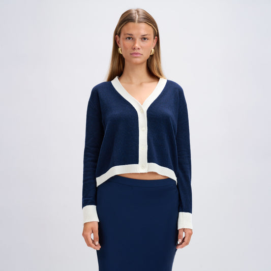 Colourblock Cardigan Blue & White