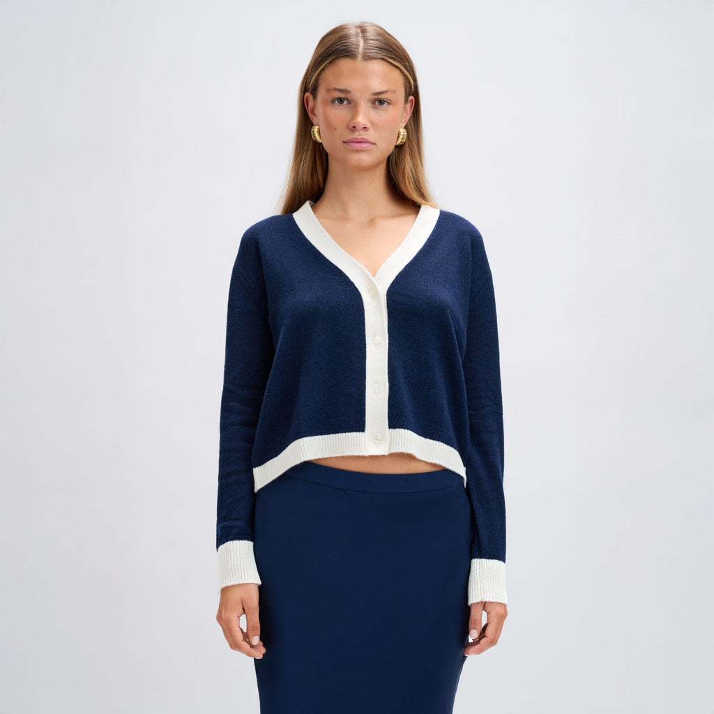 Colourblock Cardigan Blue & White