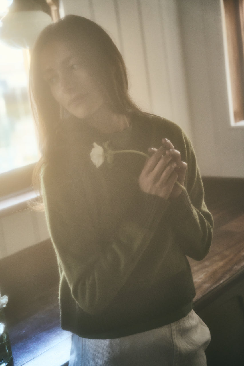 V-Neck Sweater Cashmere Green