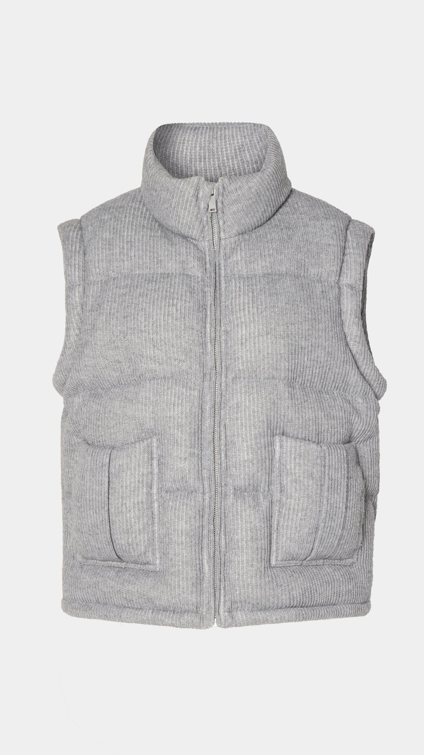 Knitted Puffer Jacket Vest Grey