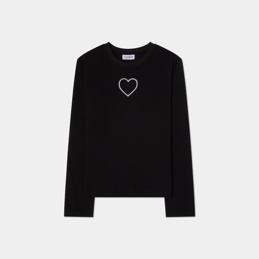 Heart Long Sleeve T-shirt Black