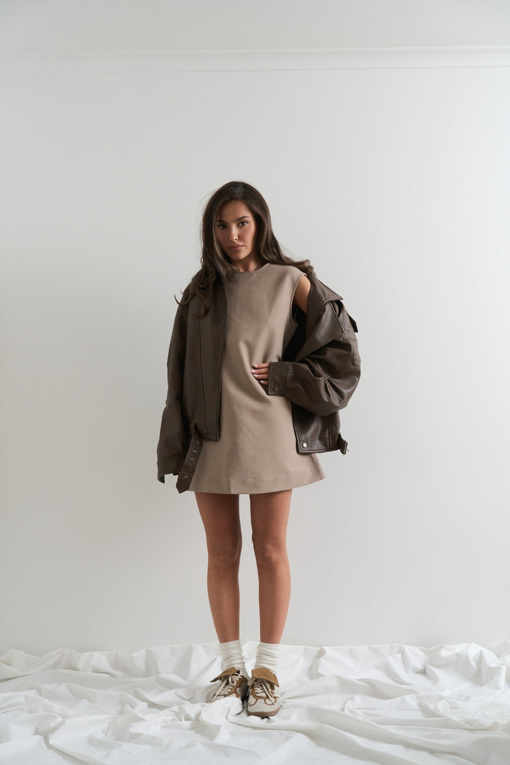 Heart cut out Dress Beige