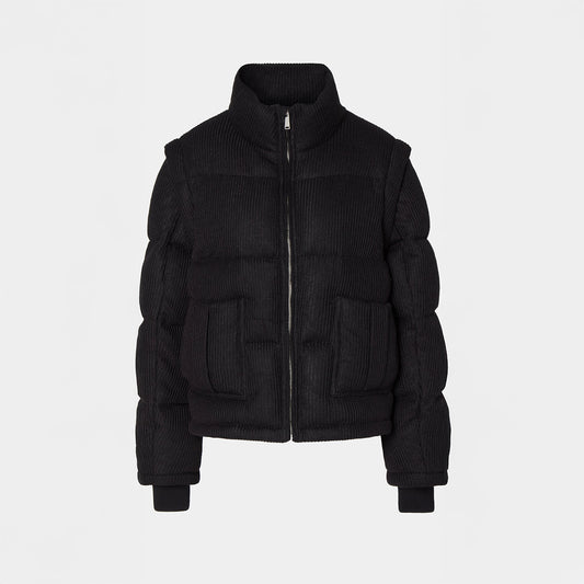 Knitted Puffer Jacket Vest Black