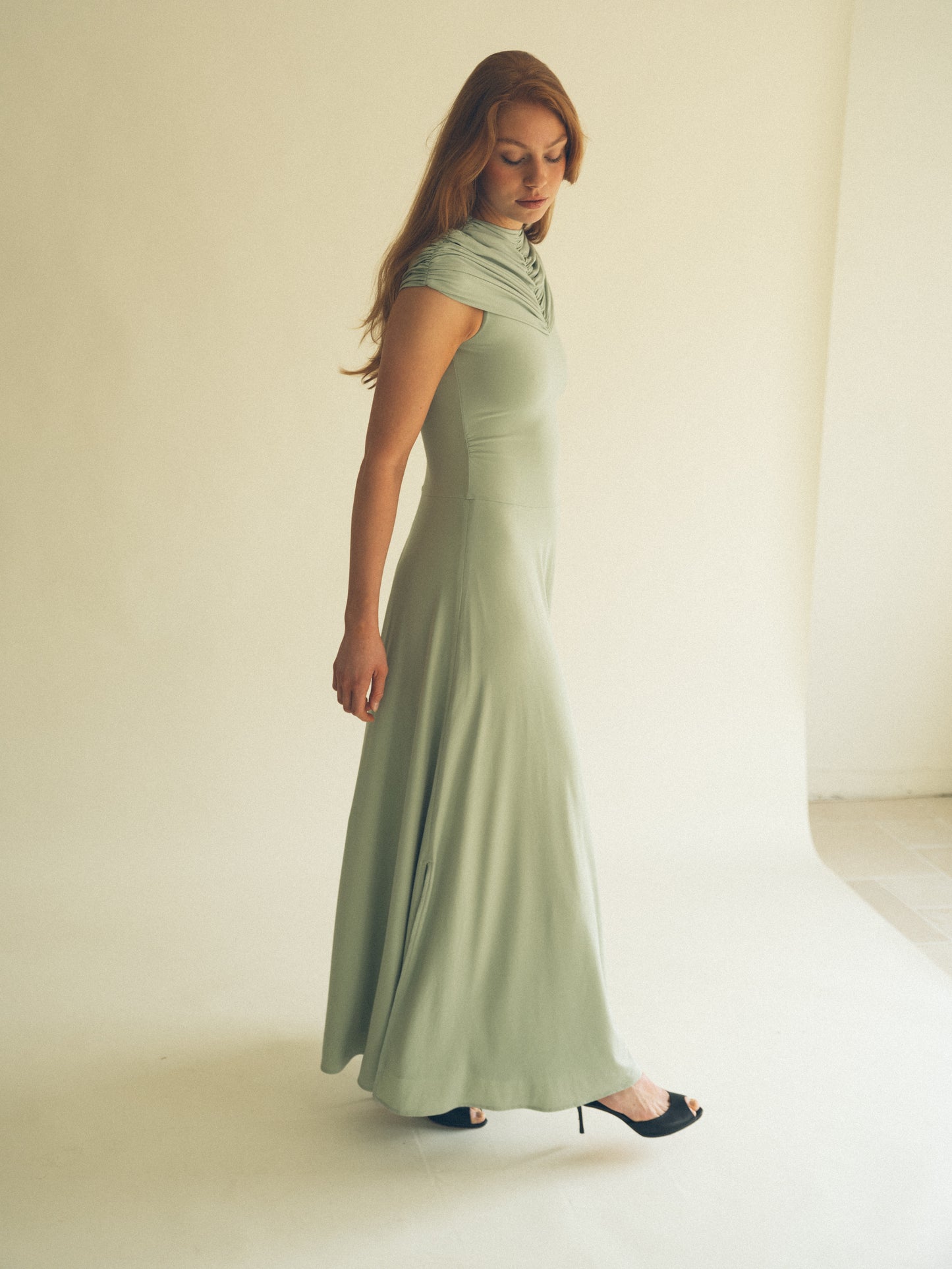 Draped dress mint green