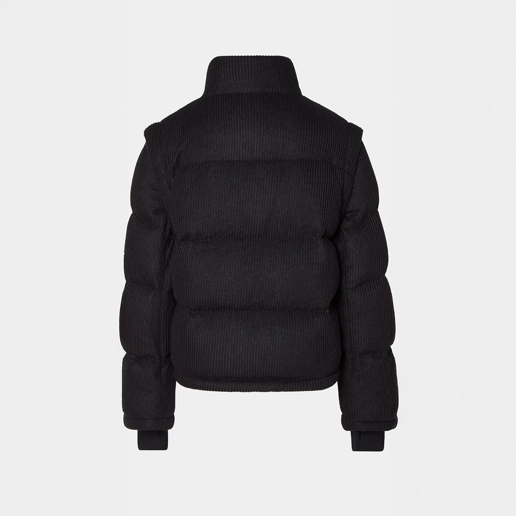 Knitted Puffer Jacket Vest Black