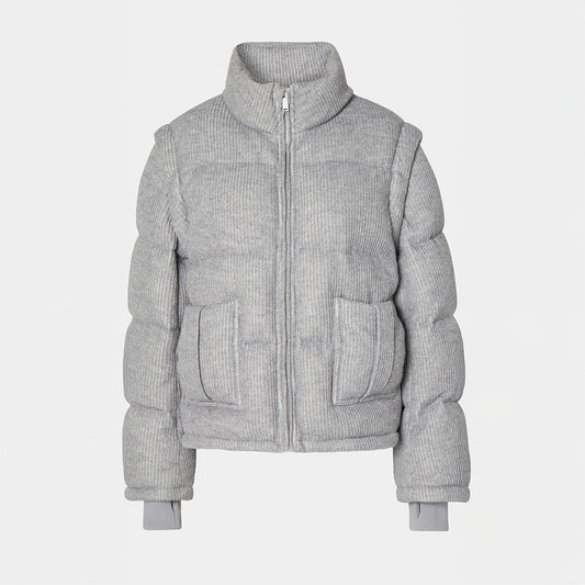 Knitted Puffer Jacket Vest Grey