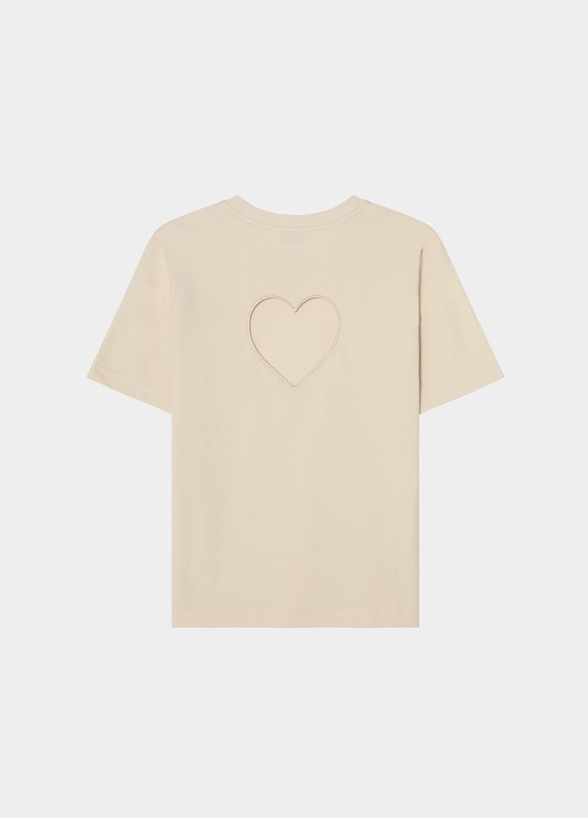 Heart at Back T-shirt Beige