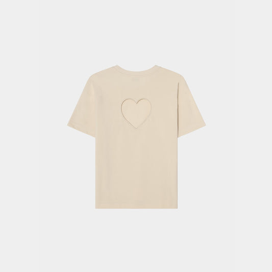 Heart at Back T-shirt Beige