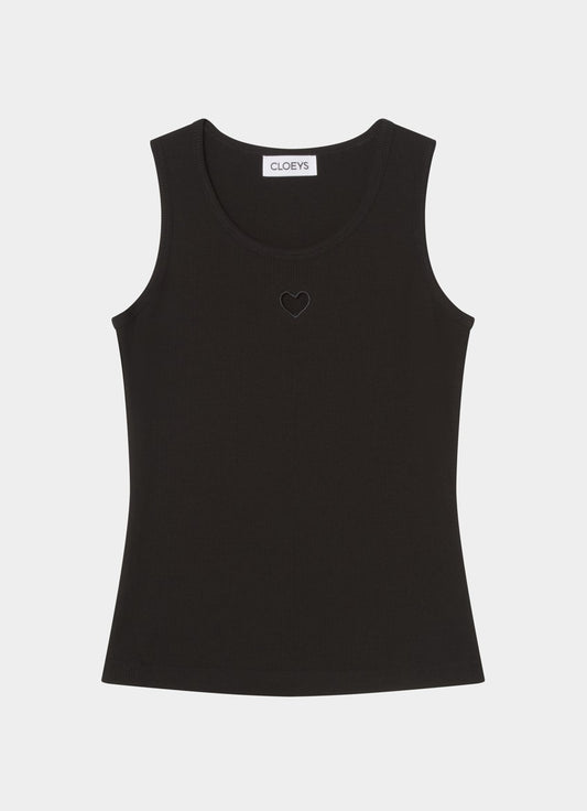 Heart Tank Top Black