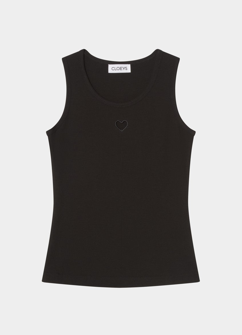 Heart Tank Top Black
