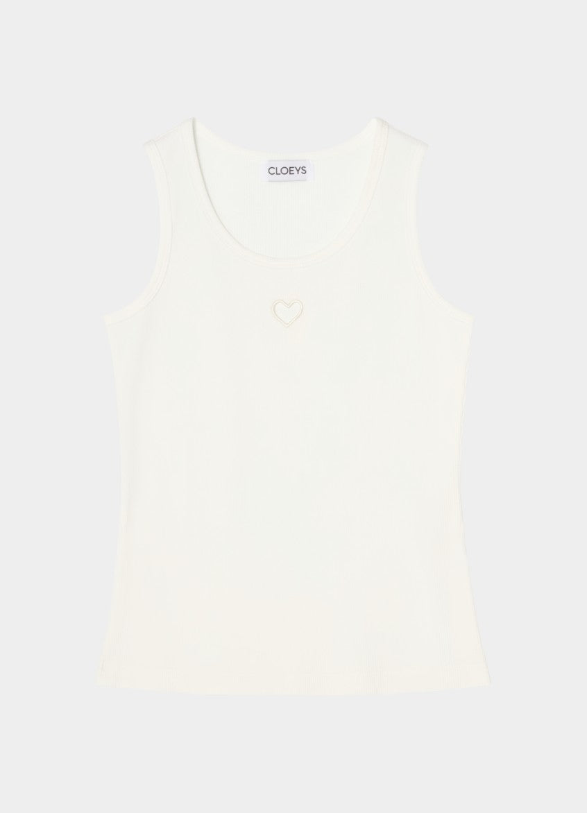 Heart Tank Top White