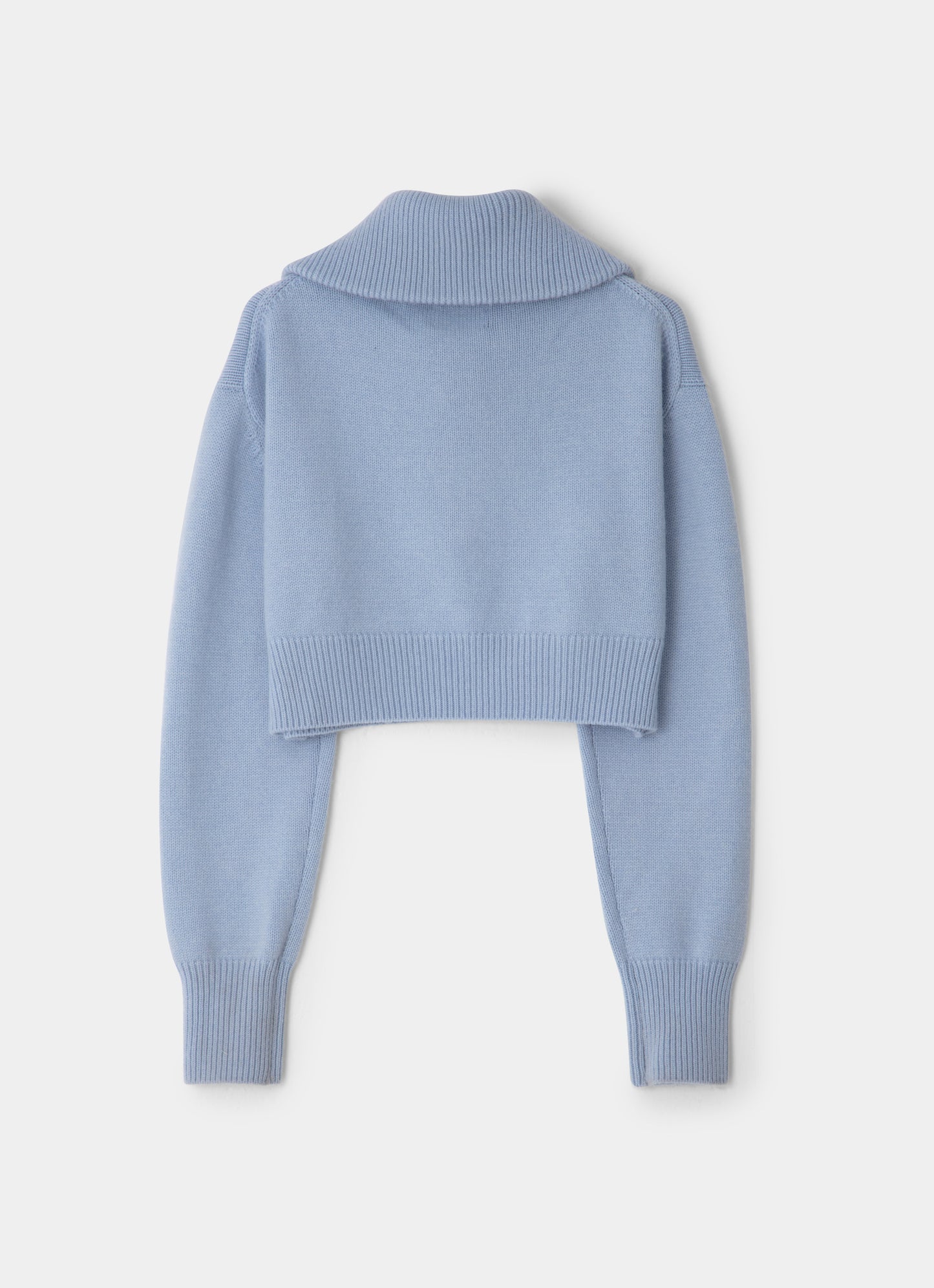 Blue cropped zipper sweater front