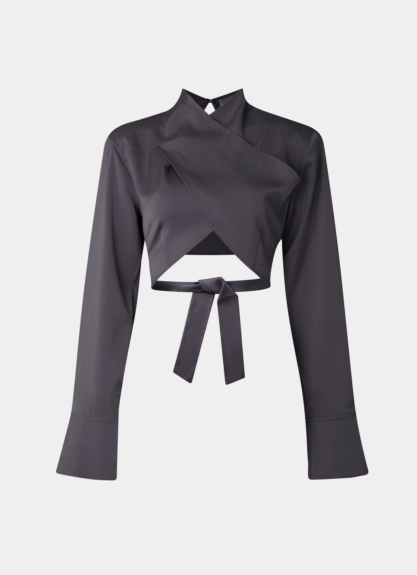 Satin Draped Top Grey