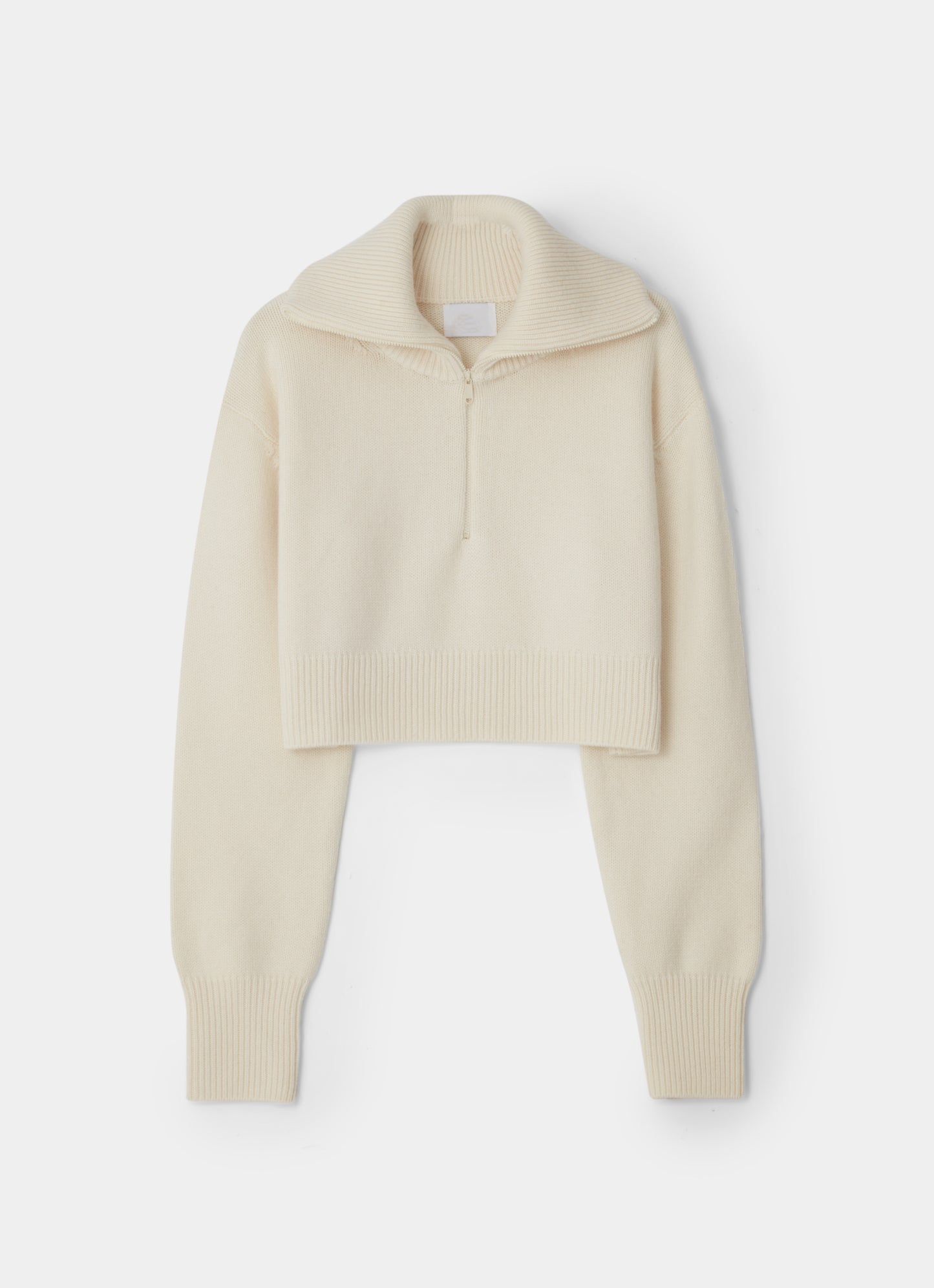 Cropped Zipper Sweater White
