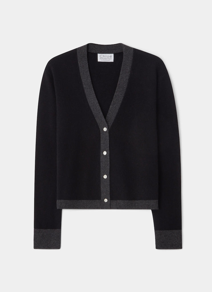 Colourblock Cardigan Black