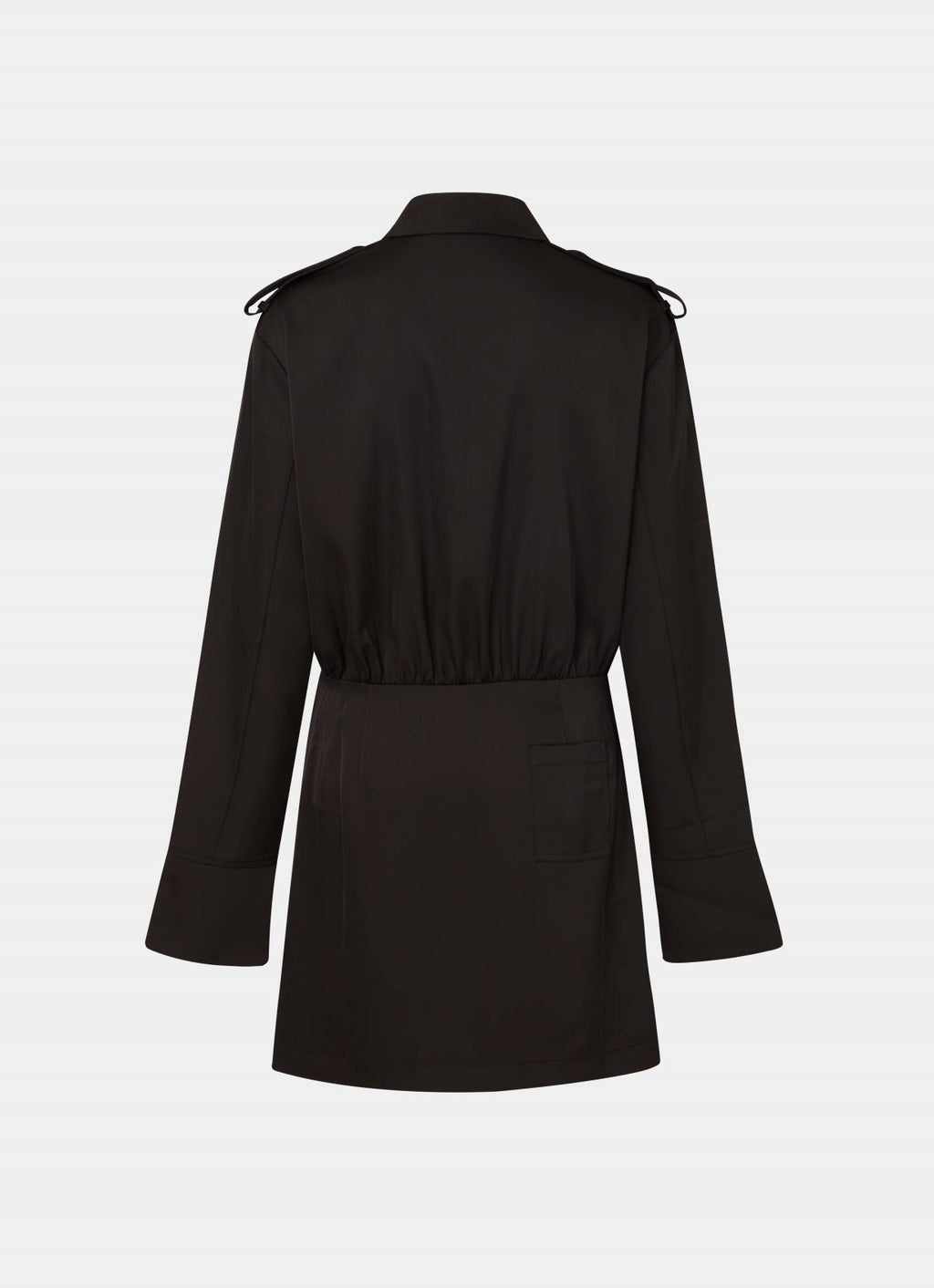 Satin Shirt Dress Black