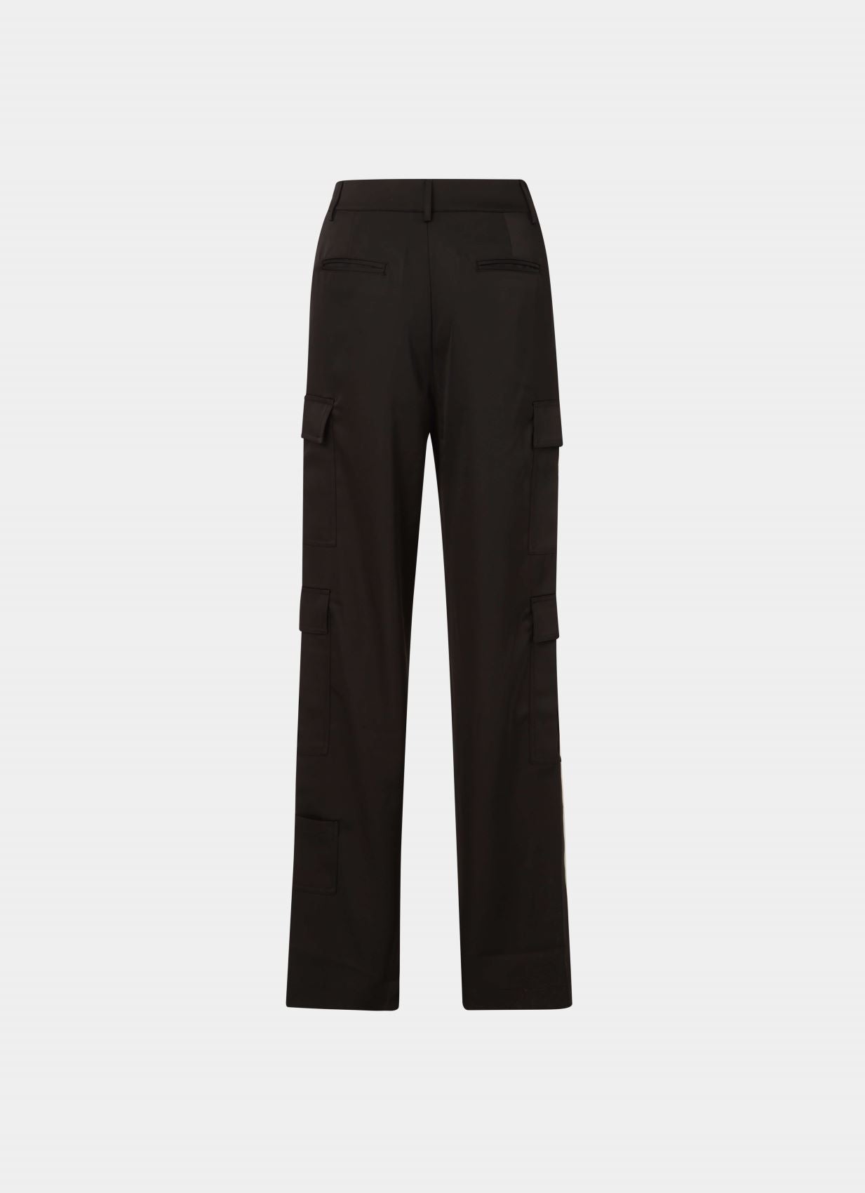 Satin Cargo Pants Black