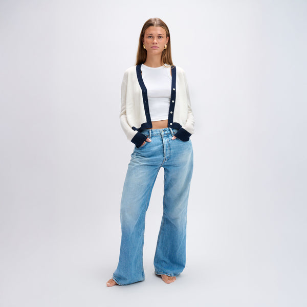 Colourblock Cardigan White & Blue