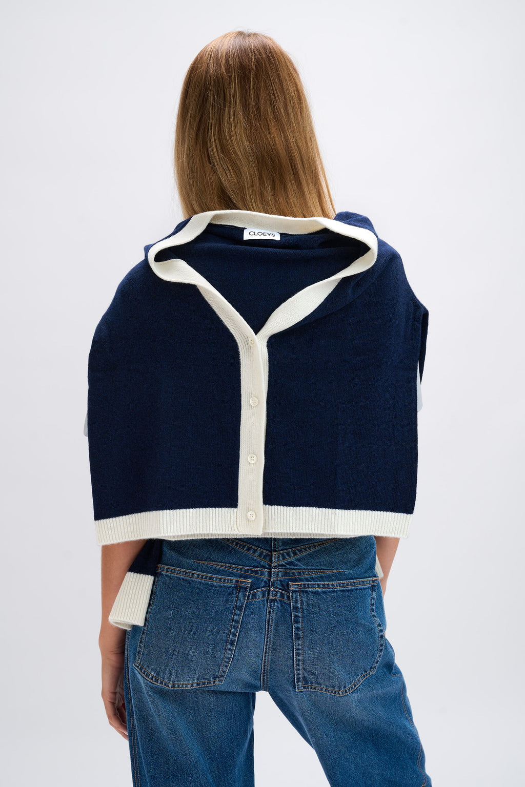 Colourblock Cardigan Blue & White