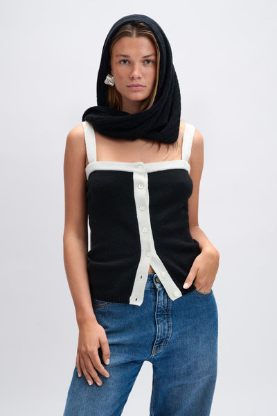 Cashmere tank top black & white