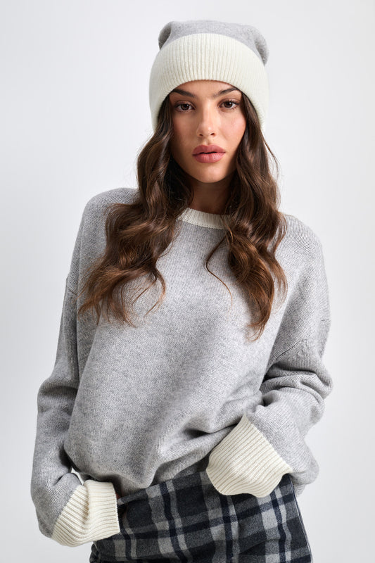 Beanie Grey & White