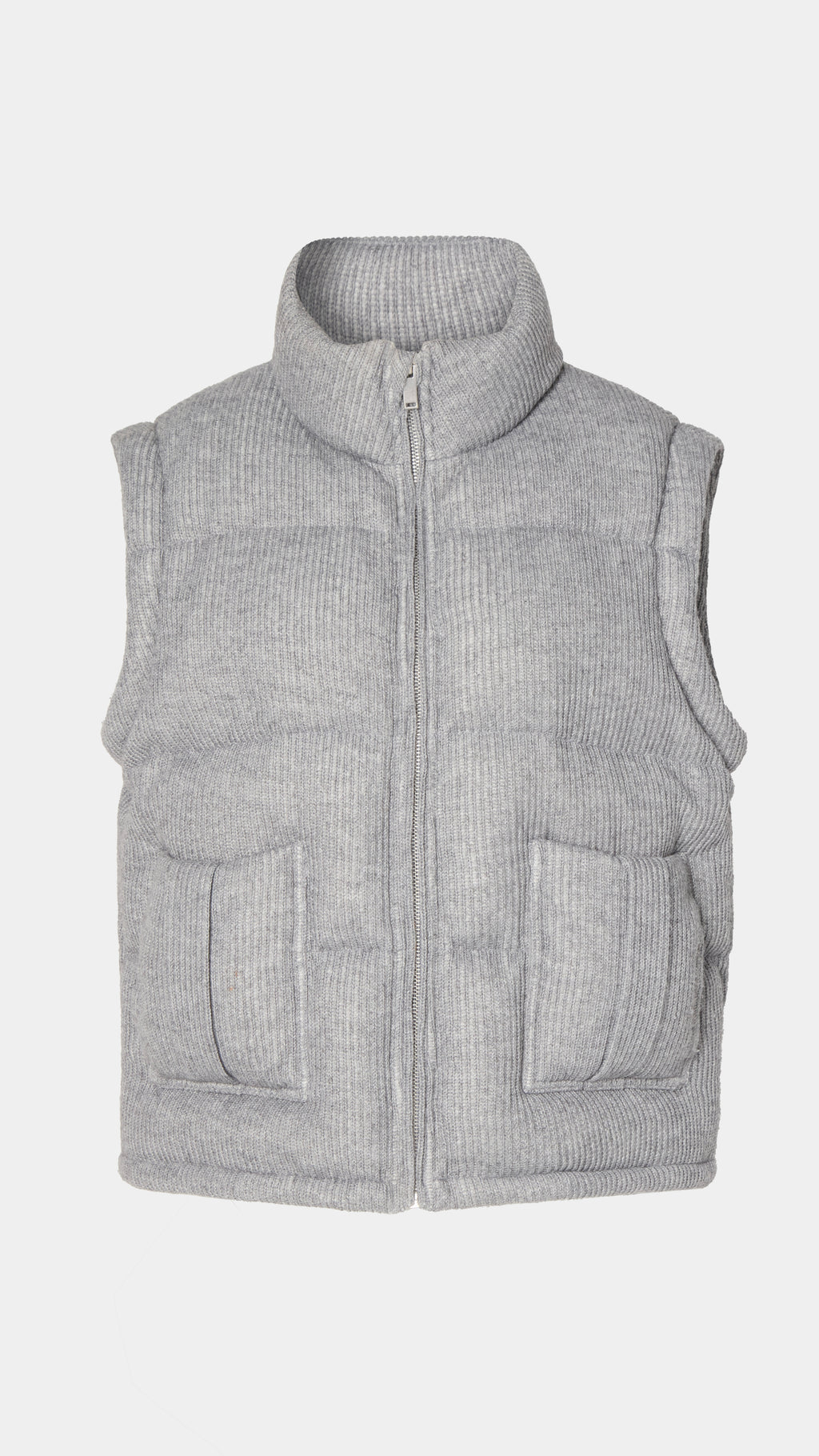 Knitted Puffer Jacket Vest Grey