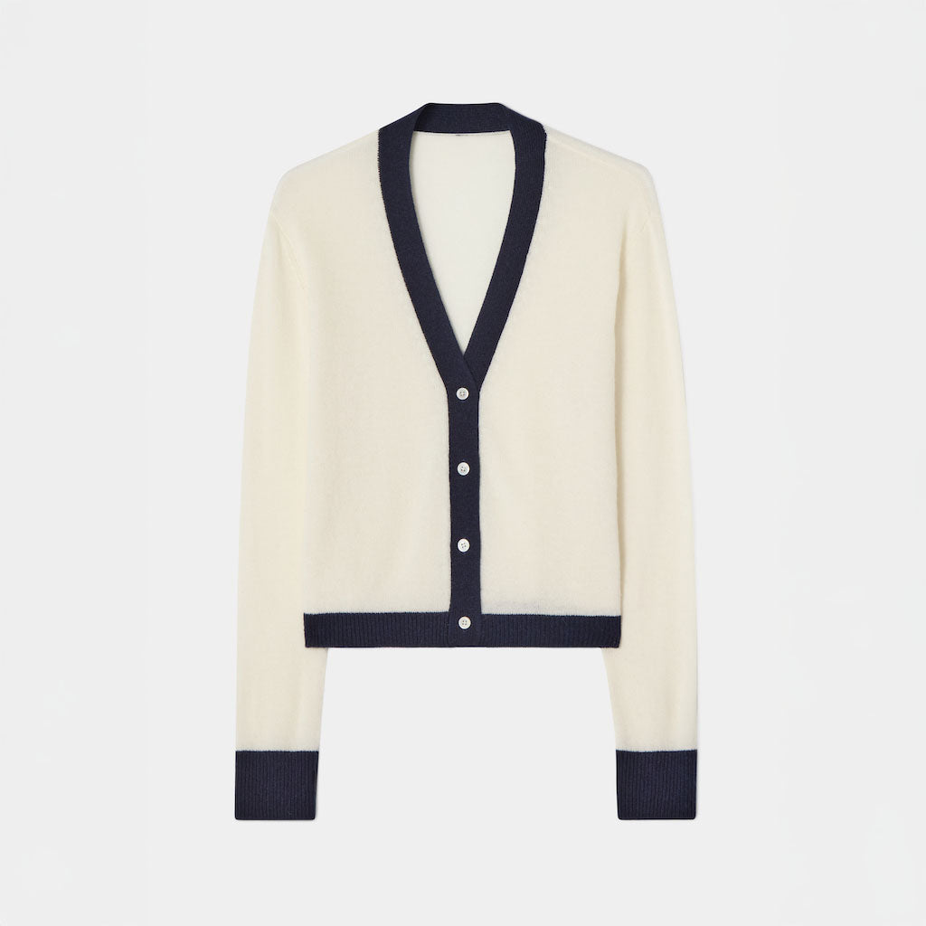 Colourblock Cardigan White & Blue