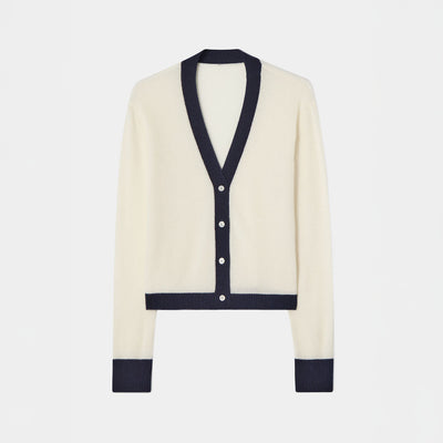 Colourblock Cardigan White & Blue