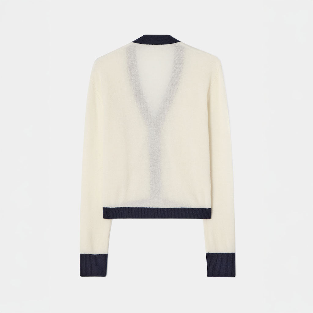 Colourblock Cardigan White & Blue