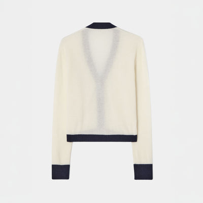 Colourblock Cardigan White & Blue