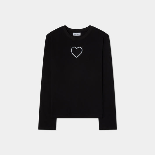 Heart Long Sleeve T-shirt Black