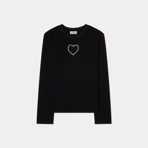 Heart Long Sleeve T-shirt Black
