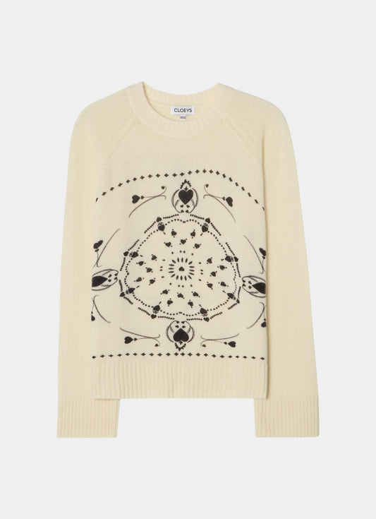 Bandana heart Sweater white