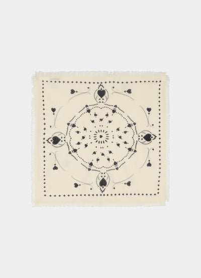 Bandana heart cashmere scarf white