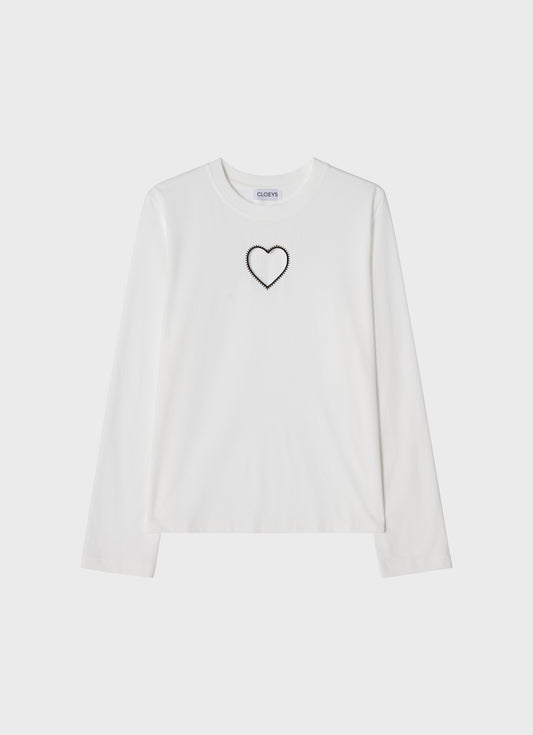 Heart Long Sleeve T-shirt White