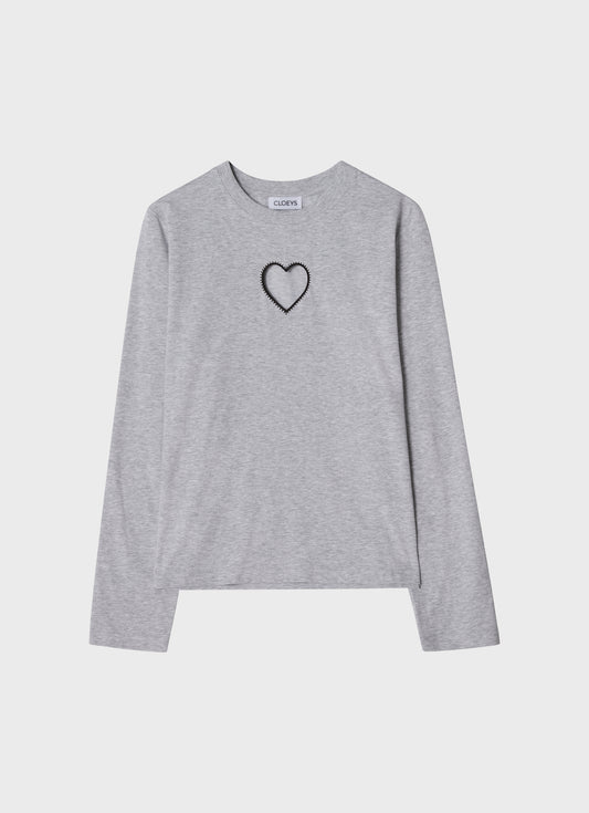 Heart Long Sleeve T-shirt Grey