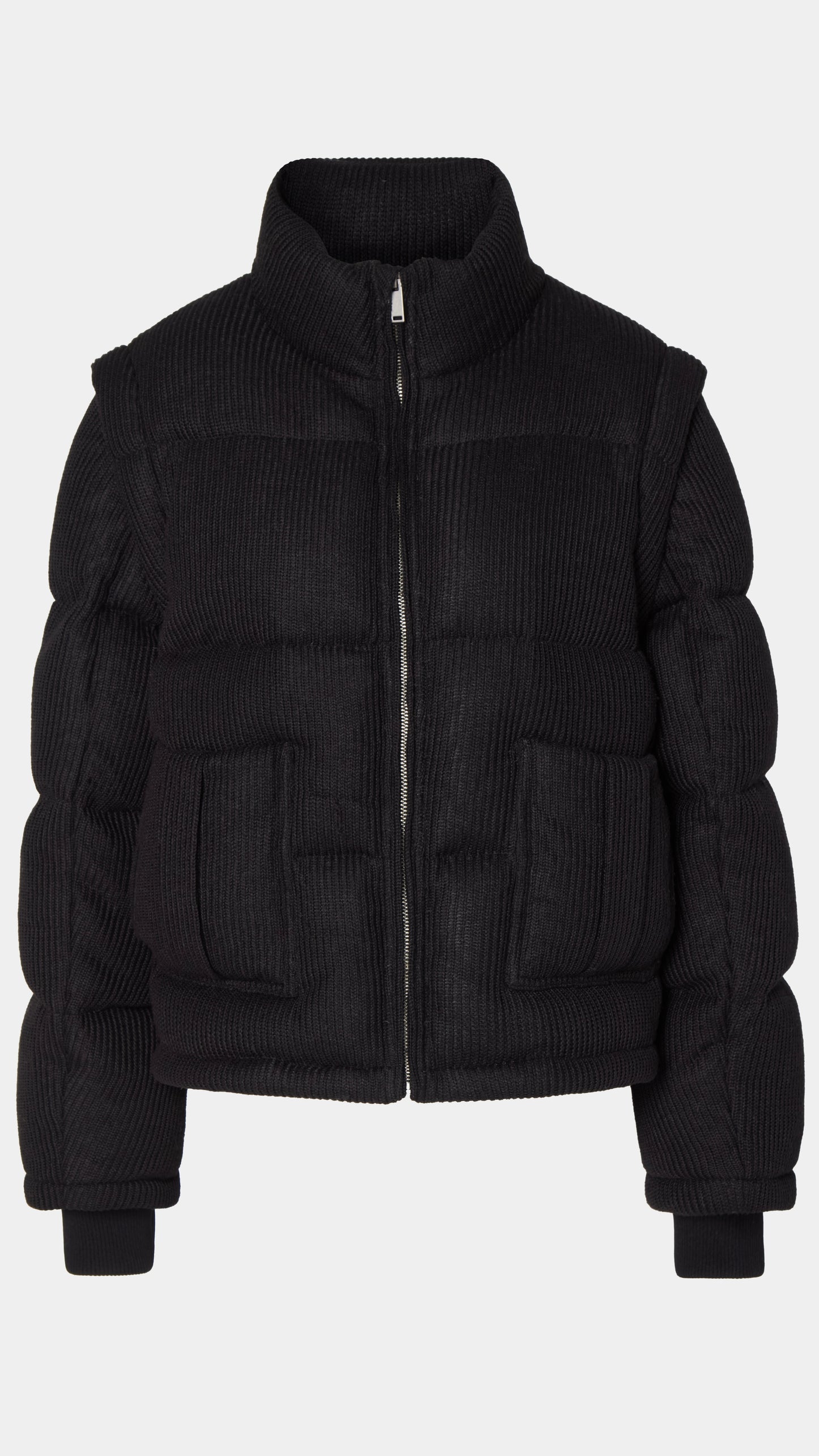 Knitted Puffer Jacket Vest Black