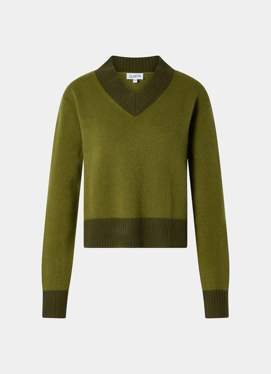 V-Neck Sweater Cashmere Green