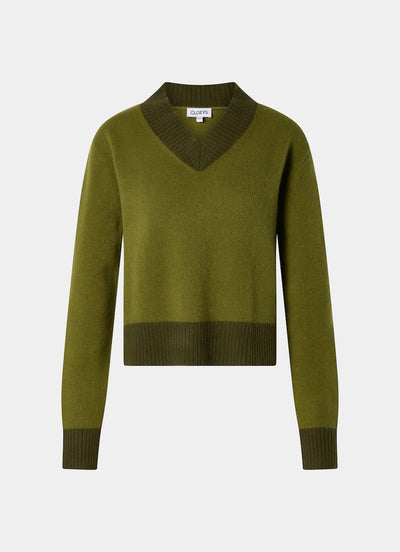 V-Neck Sweater Cashmere Green
