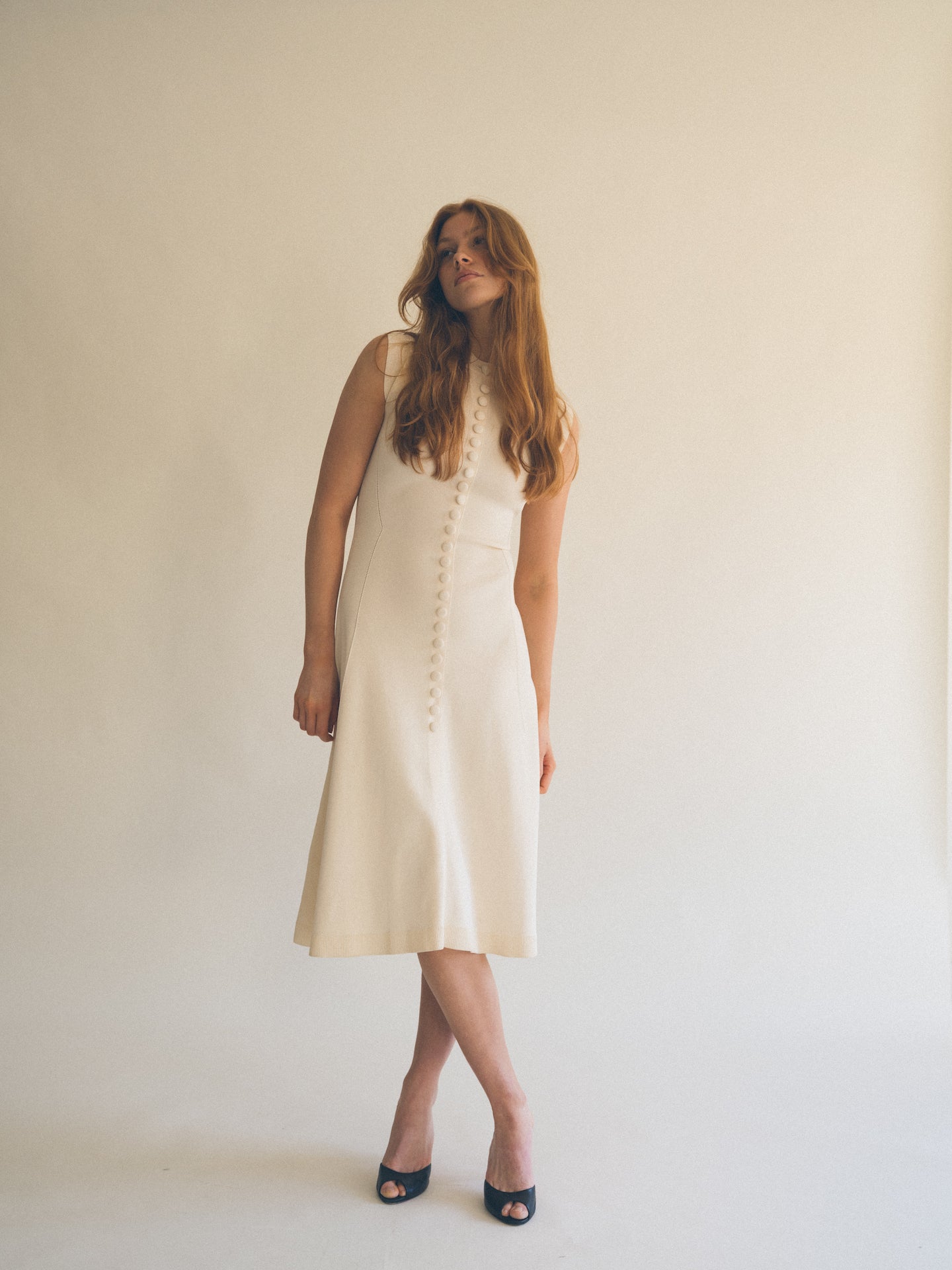 Knitted fitted dress off white