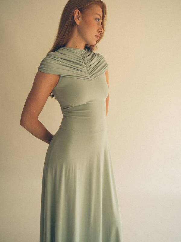 Draped dress mint green