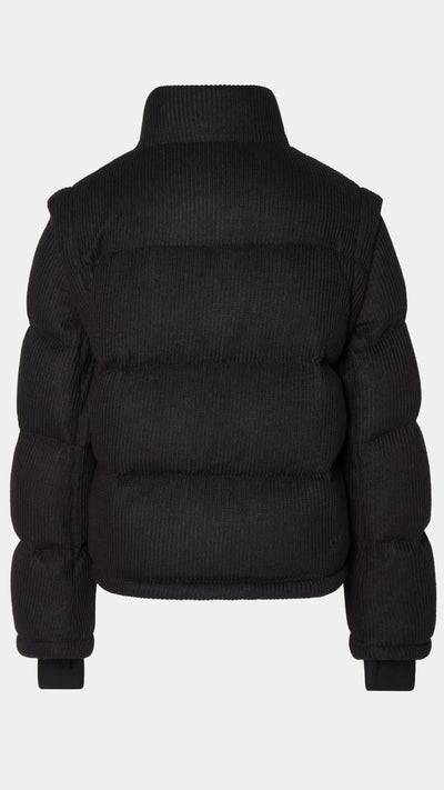 Knitted Puffer Jacket Vest Black