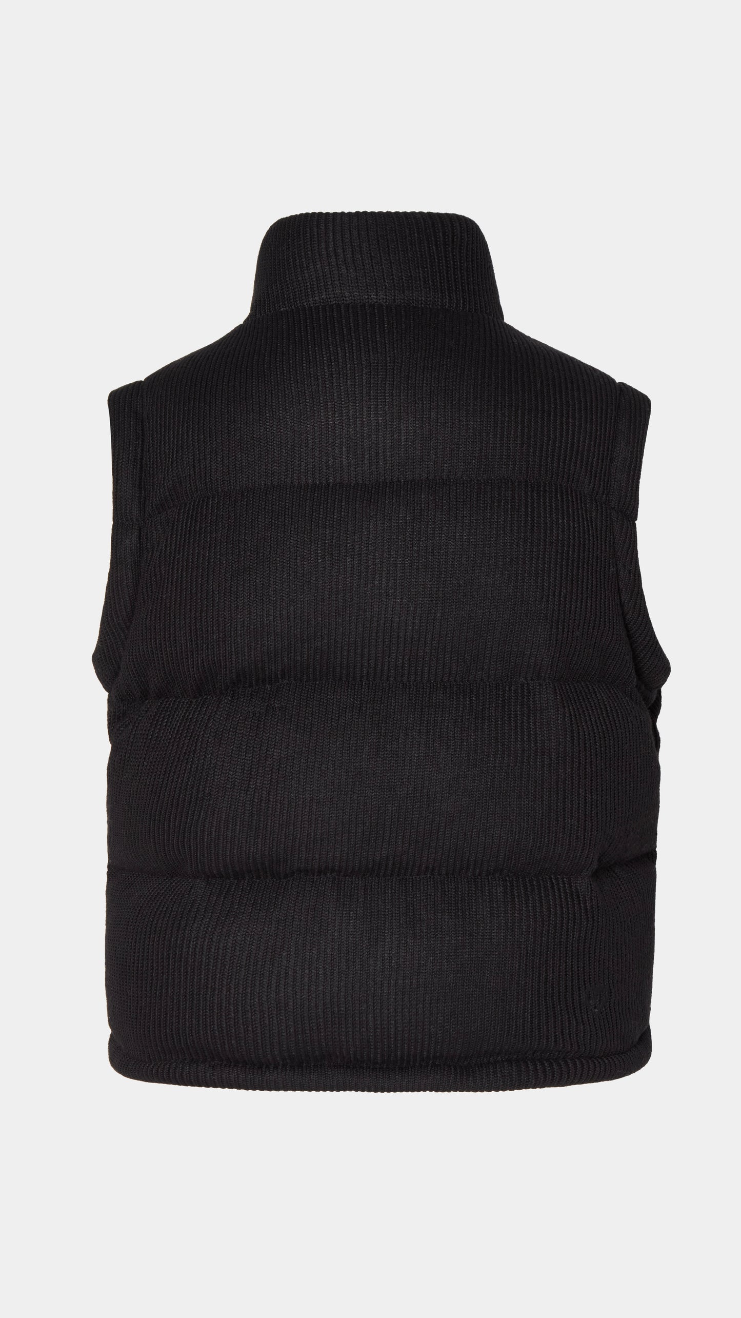 Knitted Puffer Jacket Vest Black