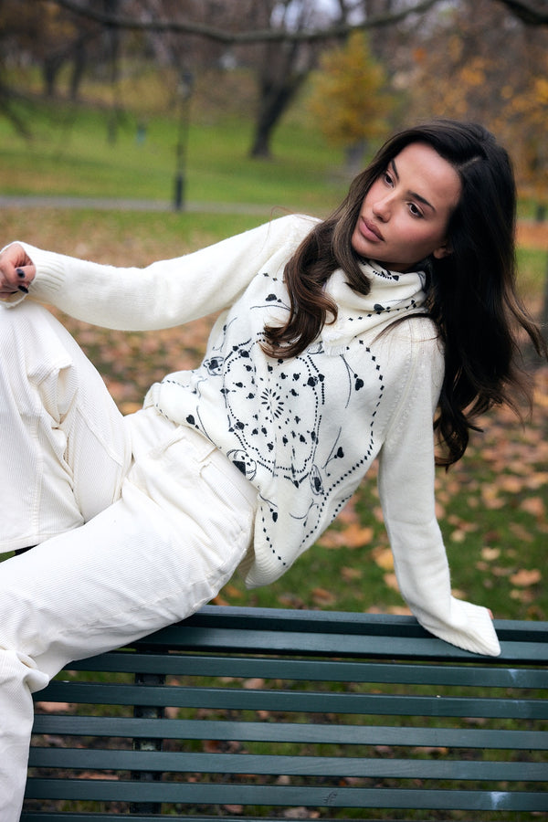Bandana heart Sweater white