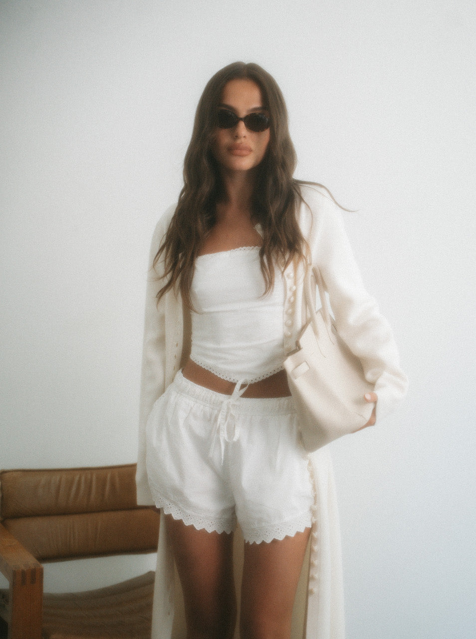 Broderie Shorts White