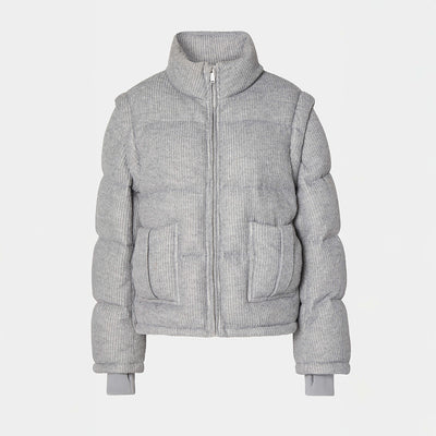 Knitted Puffer Jacket Vest Grey